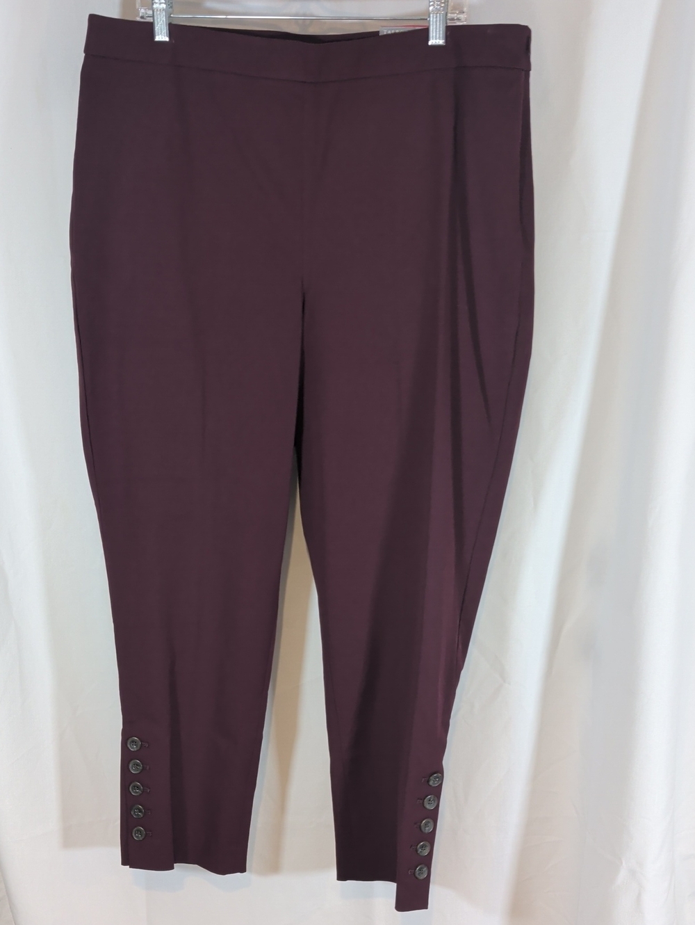 Talbots Eggplant Stretch Ankle Pants with Button Hem